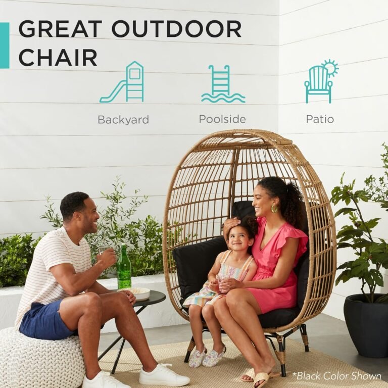 Best-Wicker-Egg Chair, Oversized Indoor Outdoor Lounger for Patio, Backyard