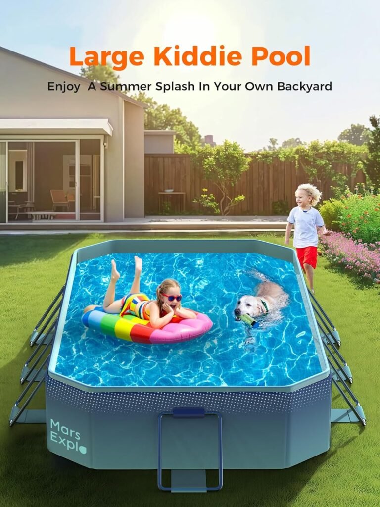 Swimming Pool,Portable Kiddie Pool for Kid and Adult with Metal Bracket, Dog Pool,